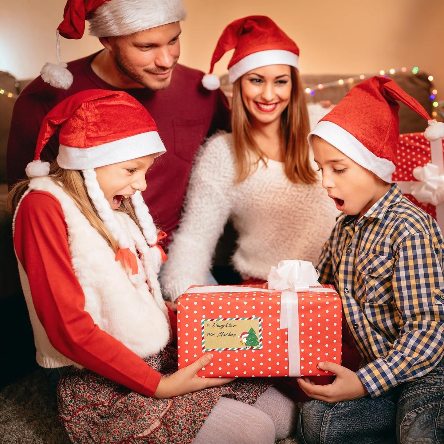 Christmas Gift Tags - Kraft Brown Gift Tags Christmas Presents | Christmas Gifts for Women Men Mom - Christmas Wrapping Paper - Christmas Decorations- 2.95 x 1.6 Inch