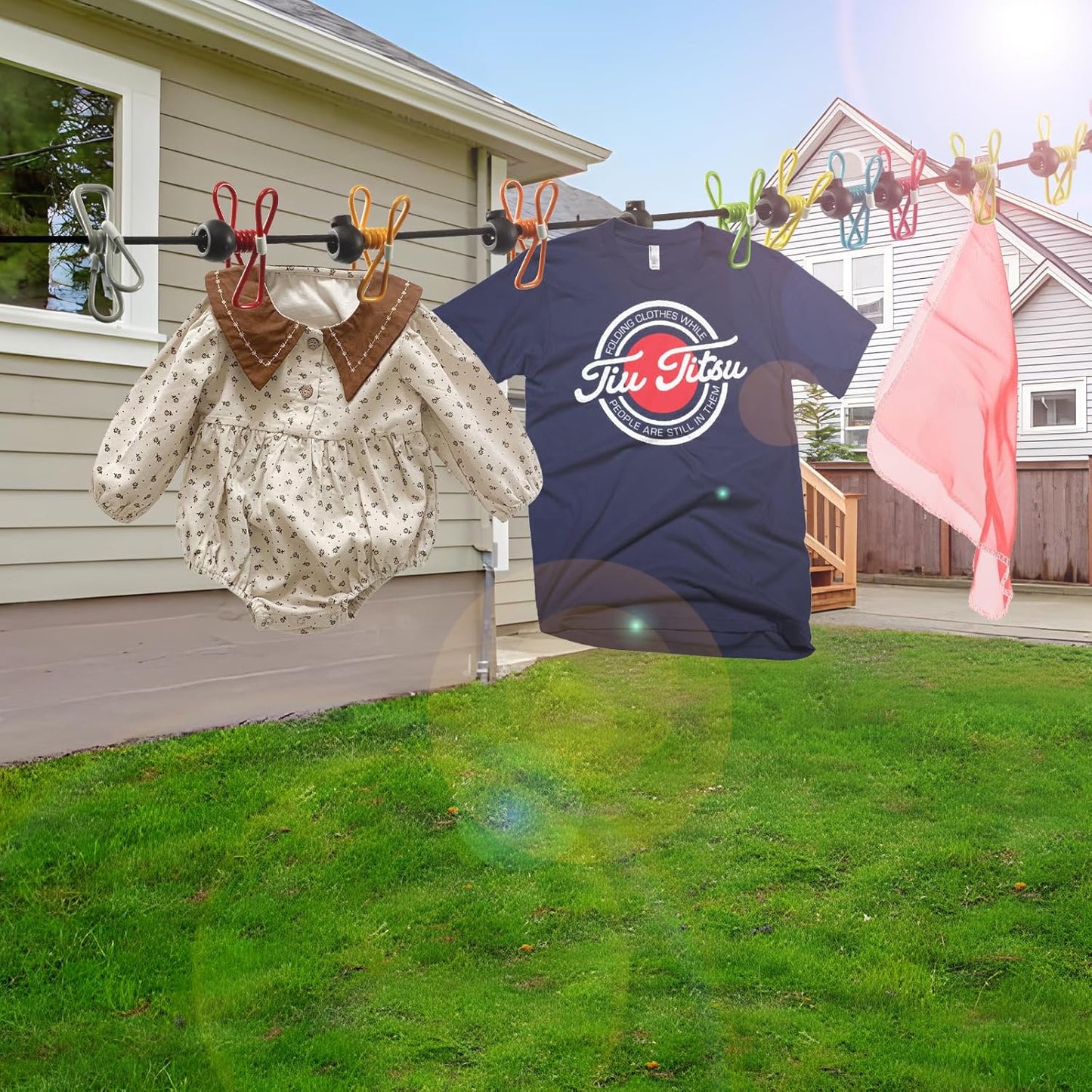 2 Pack Camping Clothesline Portable 12 Clothespins, Purple Camping Accessories Travel Clothesline for Outdoor Indoor, Retractable Clothes Line Elastic Clothesline for Camper Hotel Room