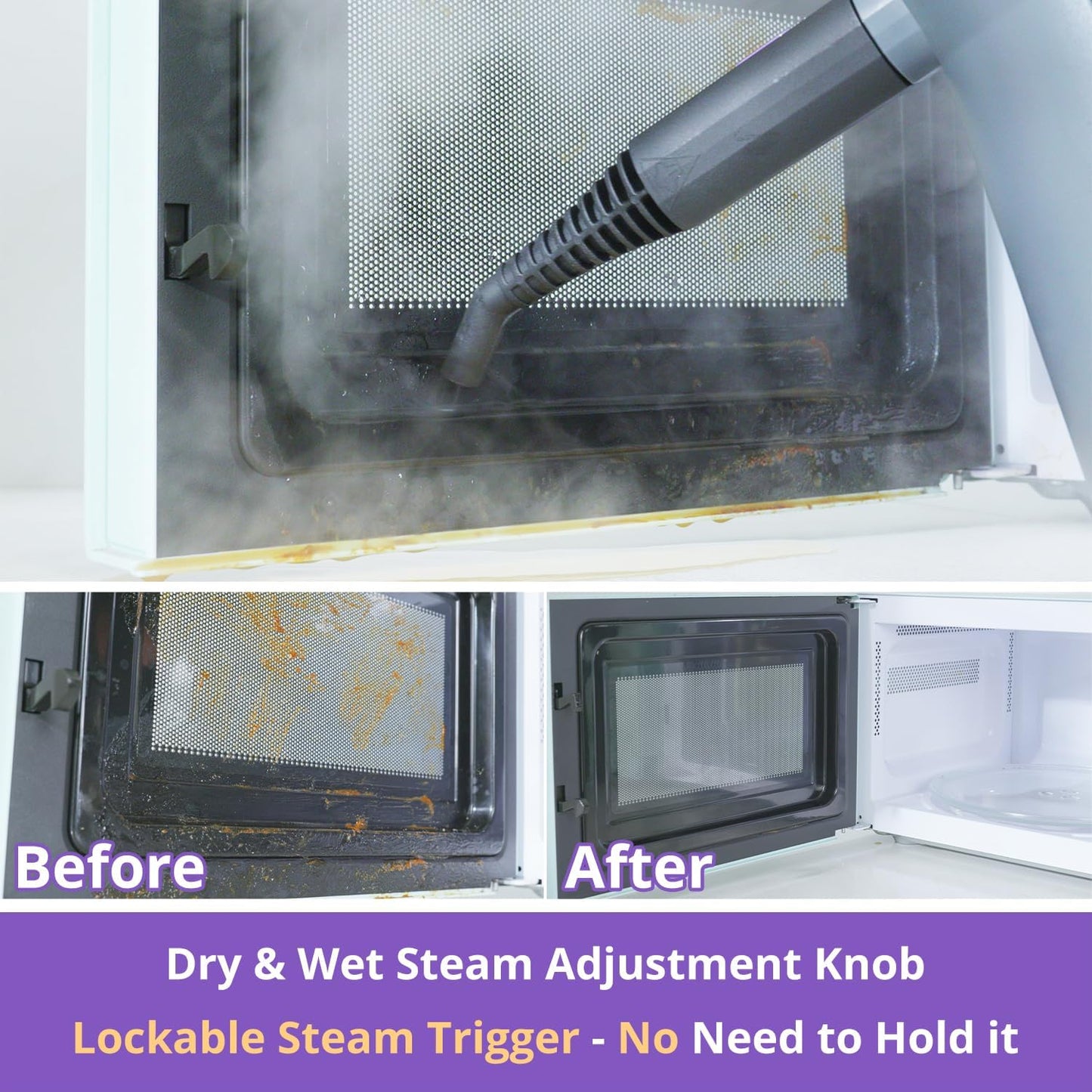 Steam Cleaner Handheld: 1200W Fast 10-Sec Heat-Up-750mL (25oz) Tank-No Cooling-Refill Anytime-Lockable Steam Trigger-14-Piece Kit Hand Held Steamer for Home Car Grout Tile Cleaning Green