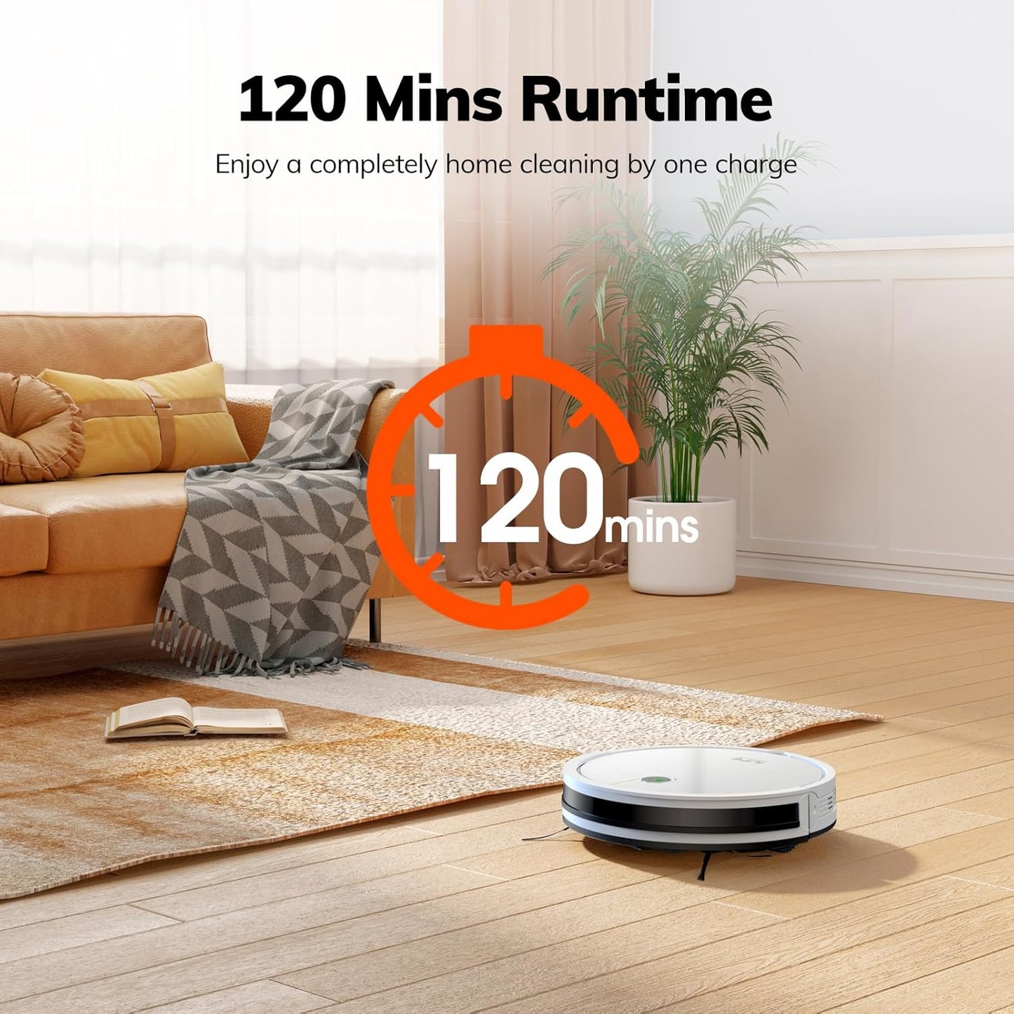 ILIFE V2 Robot Vacuum Cleaner, Tangle-Free Suction, 120 Mins Runtime, Slim, Self-Charging Robotic Vacuum Cleaner, Ideal for Pet Hair and Hard Floors