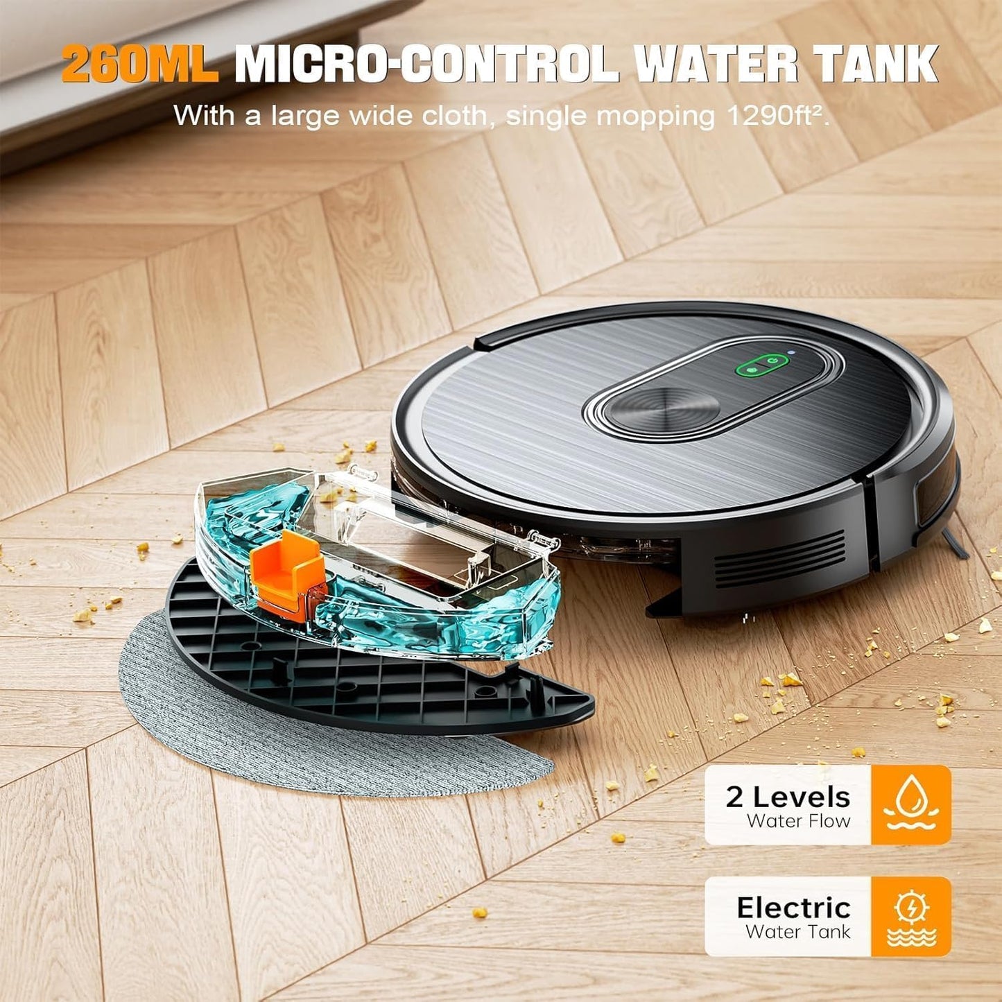 Robot Vacuum and Mop Combo, 2 in 1 Vacuuming & Mopping Robot with Schedule, App/Bluetooth/Voice, 3200Pa Max Suction, Self-Charging Robot Vacuum Cleaner, Slim, Ideal for Pet Hair, Hard Floor, Carpet