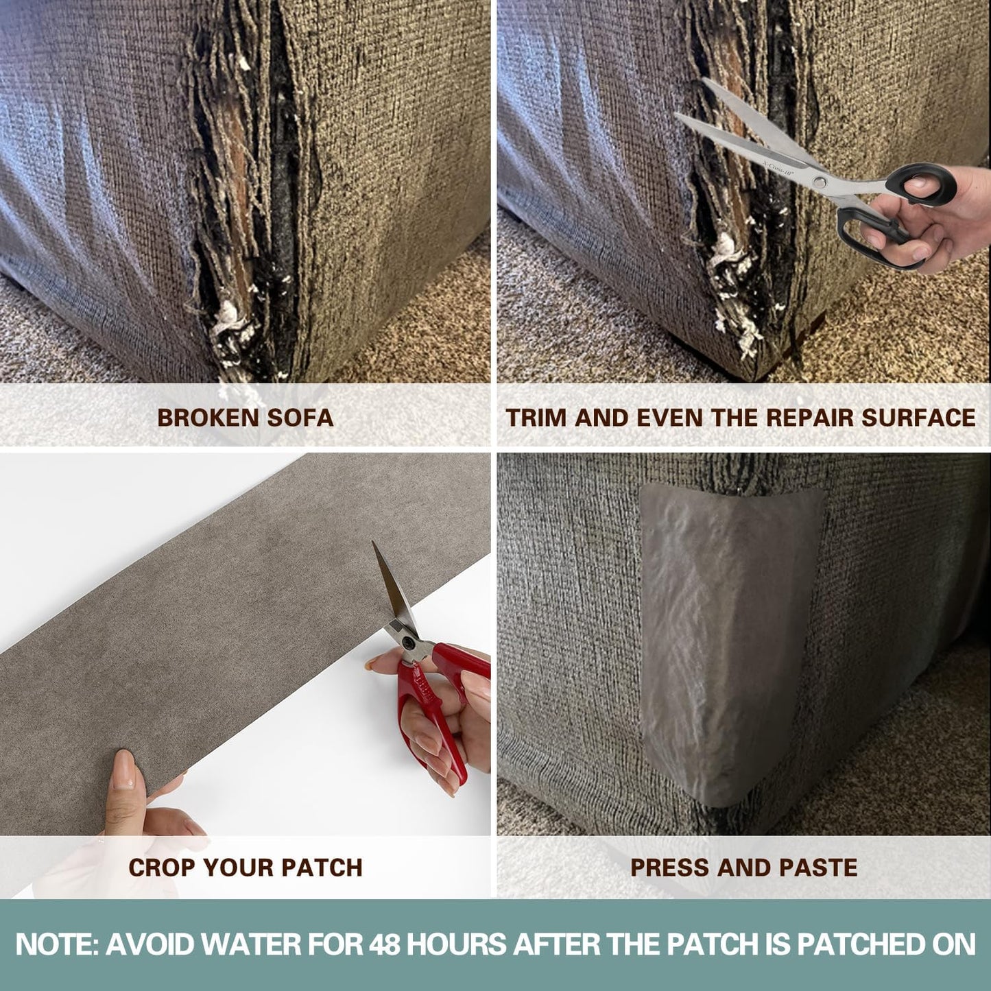 Velvet Repair Patch, Self-Adhesive Flannel Fabric Patch, Multi Colors, Microfiber Patch，Can be Used to Patch Sofas, Car Seats, Handbags, Jacket Holes and Tears (Light Brown)