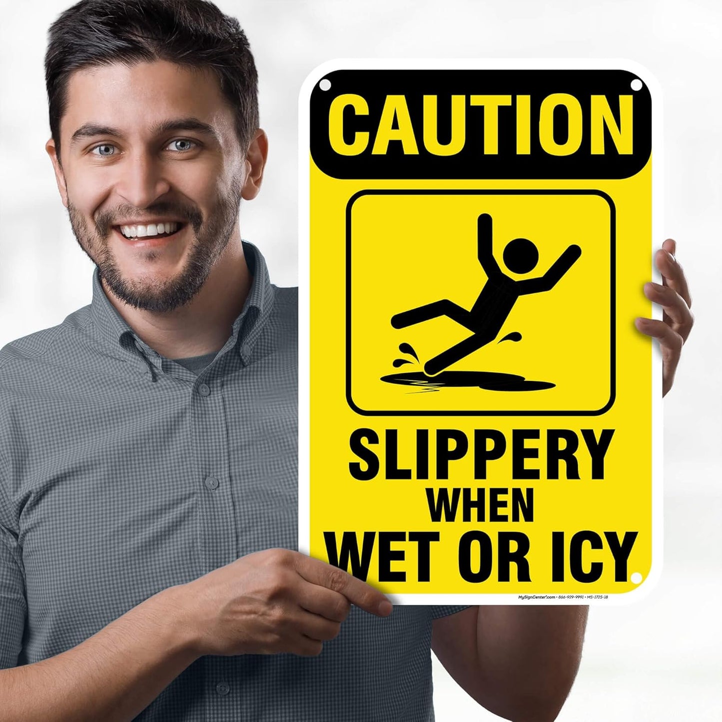 Caution Slippery When Wet Sign or ICY Sign, 12"x18" Polyethylene, Indoor/Outdoor Use, USA MADE By My Sign Center