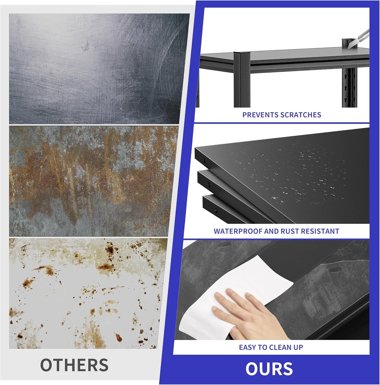 Garage Shelving,3 Pieces72 Garage Storage Shelves Heavy Duty Shelving Units and Storage,Adjustable 5 Tier Metal Shelving Storage for Garage Rack Shelf and Industrial Shelving for Basement