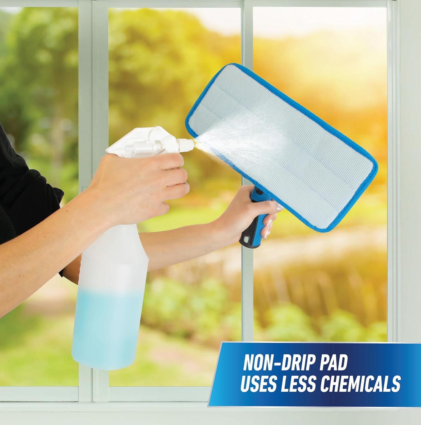 Unger Professional ProClean Indoor Window Cleaning Replacement Pads, 2 Pack, Hold Dust and Dirt, Works with Glass Cleaners and Solutions, Non-Drip Surface Pad