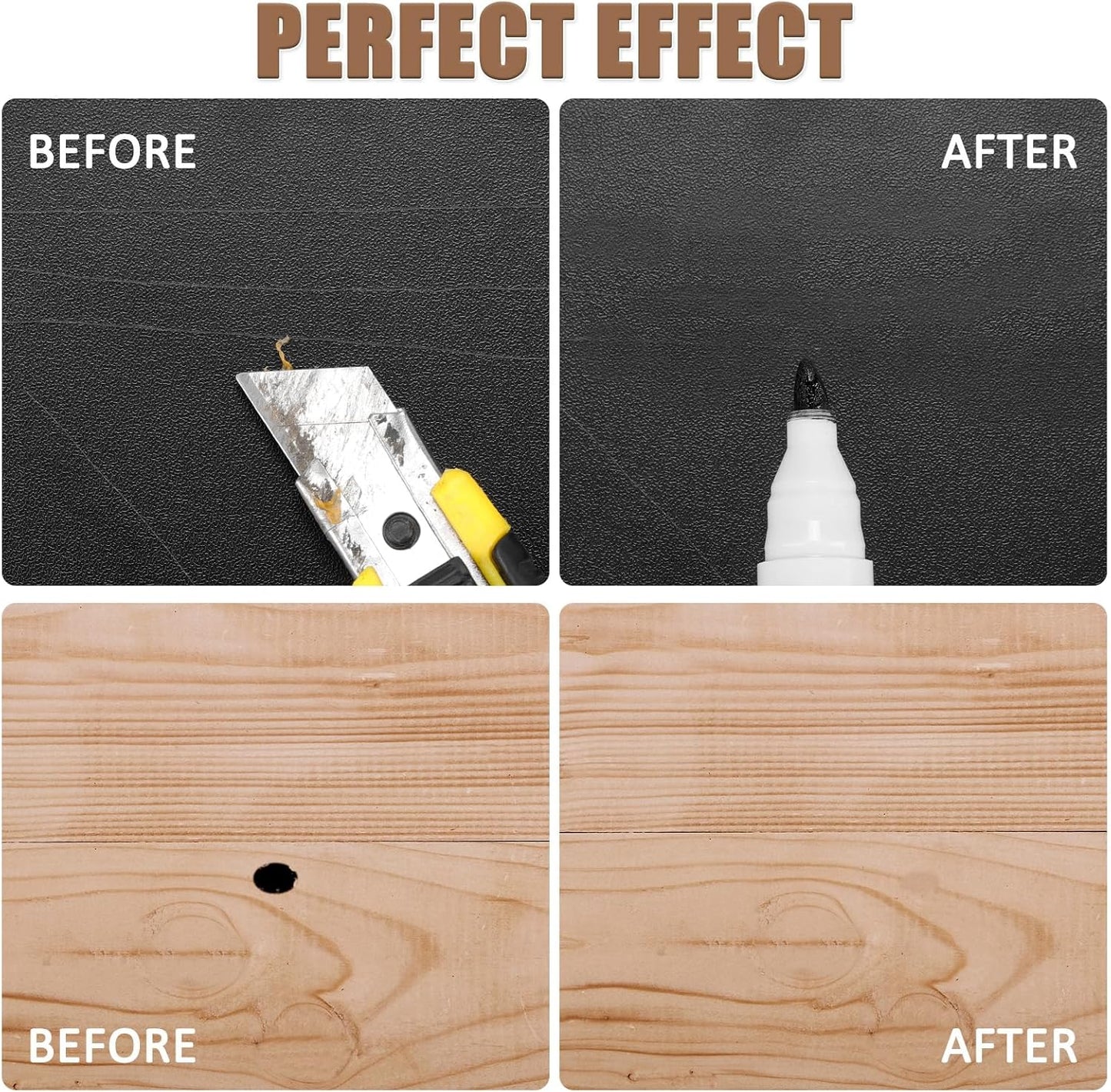 SEISSO Furniture Repair Kit, 12 Colors Furniture Touch-up Markers and Wood Fillers Sticks for Stains, Scratches, New Upgrade Furniture Touch Up Kit - Restore Wooden Table, Cabinet, Floors, Door