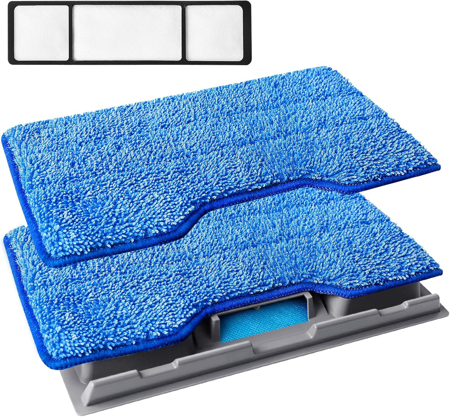 KEEPOW Reusable Mop Replacement Pads Compatible with Shark Vac Mop VM252 VM200 VC205 VM250 VM190 VM200P12, Vacuum Mop Pads Refills for Hardwood Floor with Upgraded Dirt Chamber, Blue, 2+1+1 Pack