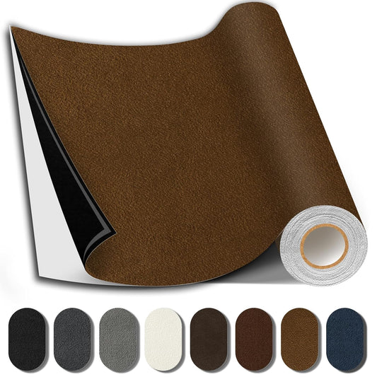 Suede Repair Patch, 17X79 Inch Fabric Large Repair Tape, Self-Adhesive Patches for Furniture, Sofa, Car Interior, Shoes, Hand Bag, Clothing (Brown, 17X79 Inch)