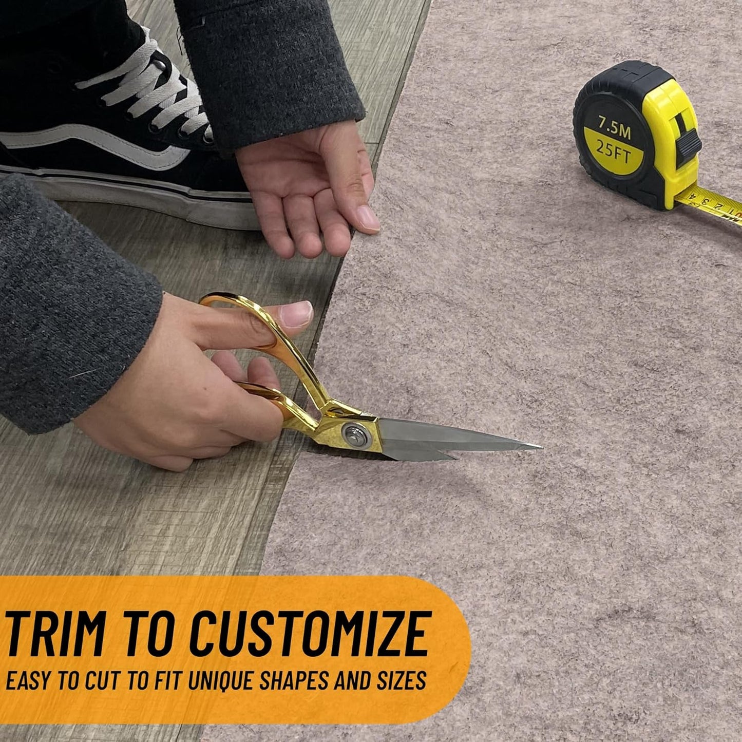 Ottomanson 8' x 8' Non-Slip Rug Pad Gripper 1/4 Inch Thick Dual Surface Felt + Rubber Gripper - Safe for All Floors, Brown