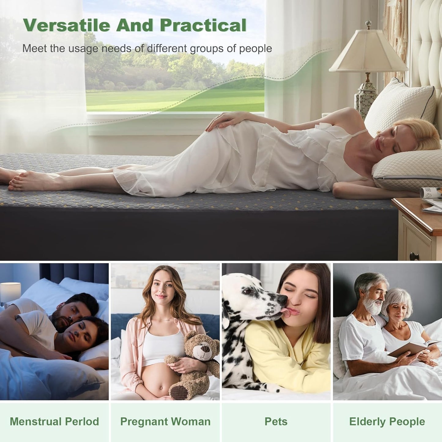 Waterproof Mattress Protector, Queen Size Mattress Pad Fitted 6"-18" Deep Pocket, 3D Air Fabric Breathable Bed Mattress Cover Noiseless Washable for Bedroom, Hotel(Carbon Gray)