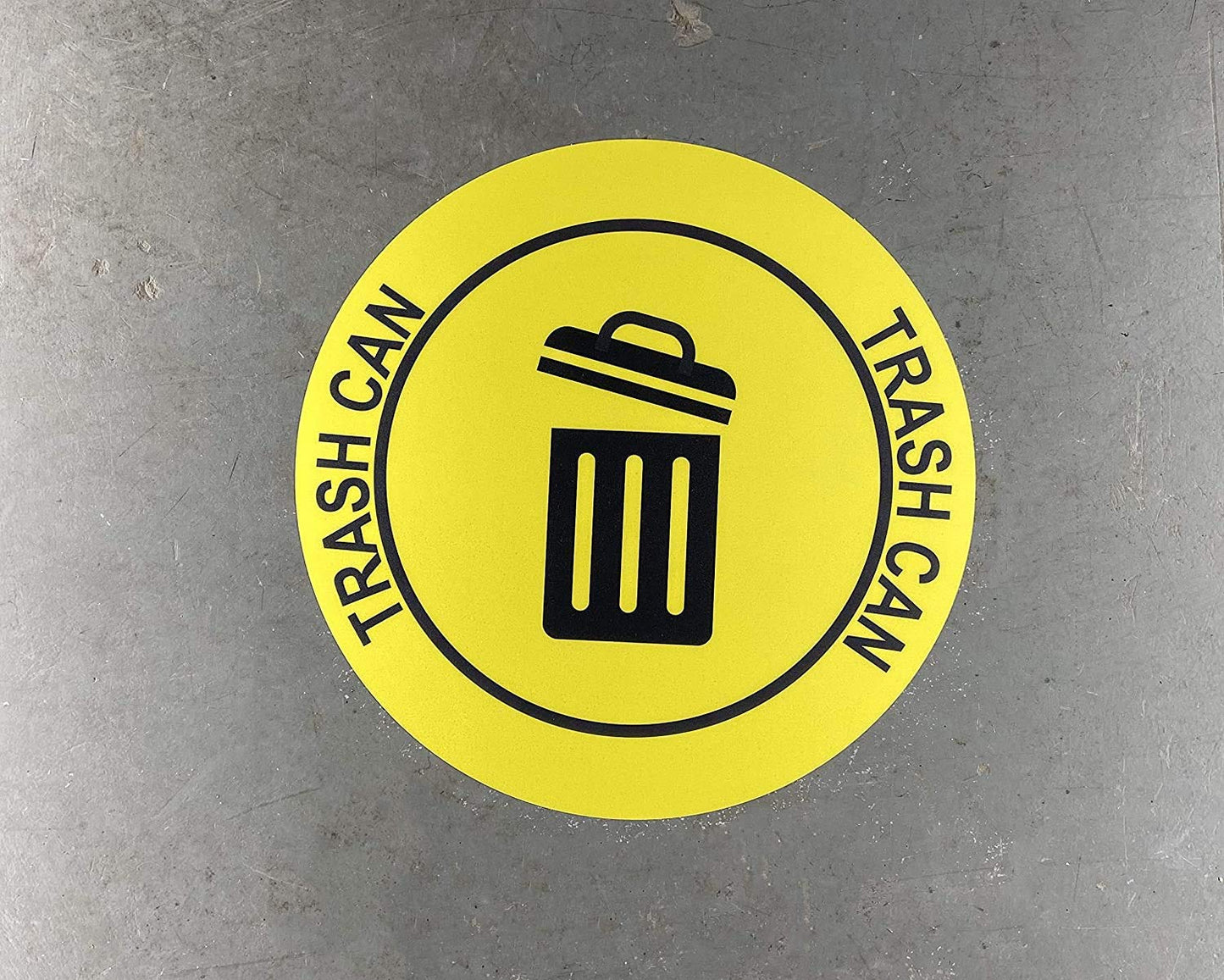 "Trash Can" Durable Laminated Vinyl Floor Sign- Sign by Graphical Warehouse- 5S Safety and Security Signage, Visual Communication Tool (30", Yellow/Black)