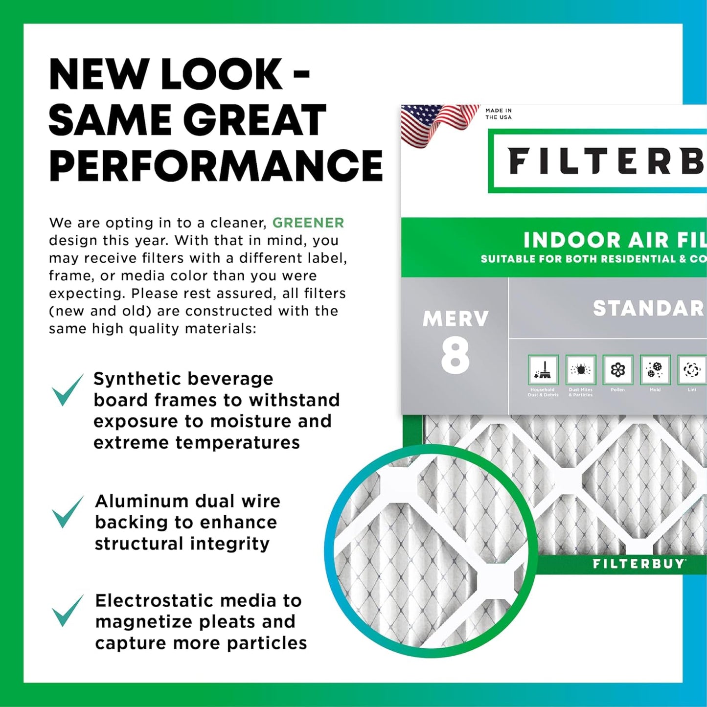 Filterbuy 20x32x1 Air Filter MERV 8 (MPR 700) Dust Defense Replacement (6-Pack), Electrostatic Pleated HVAC AC Furnace Filters, Made in USA (Actual Size: 20.00 x 32.00 x 0.75)