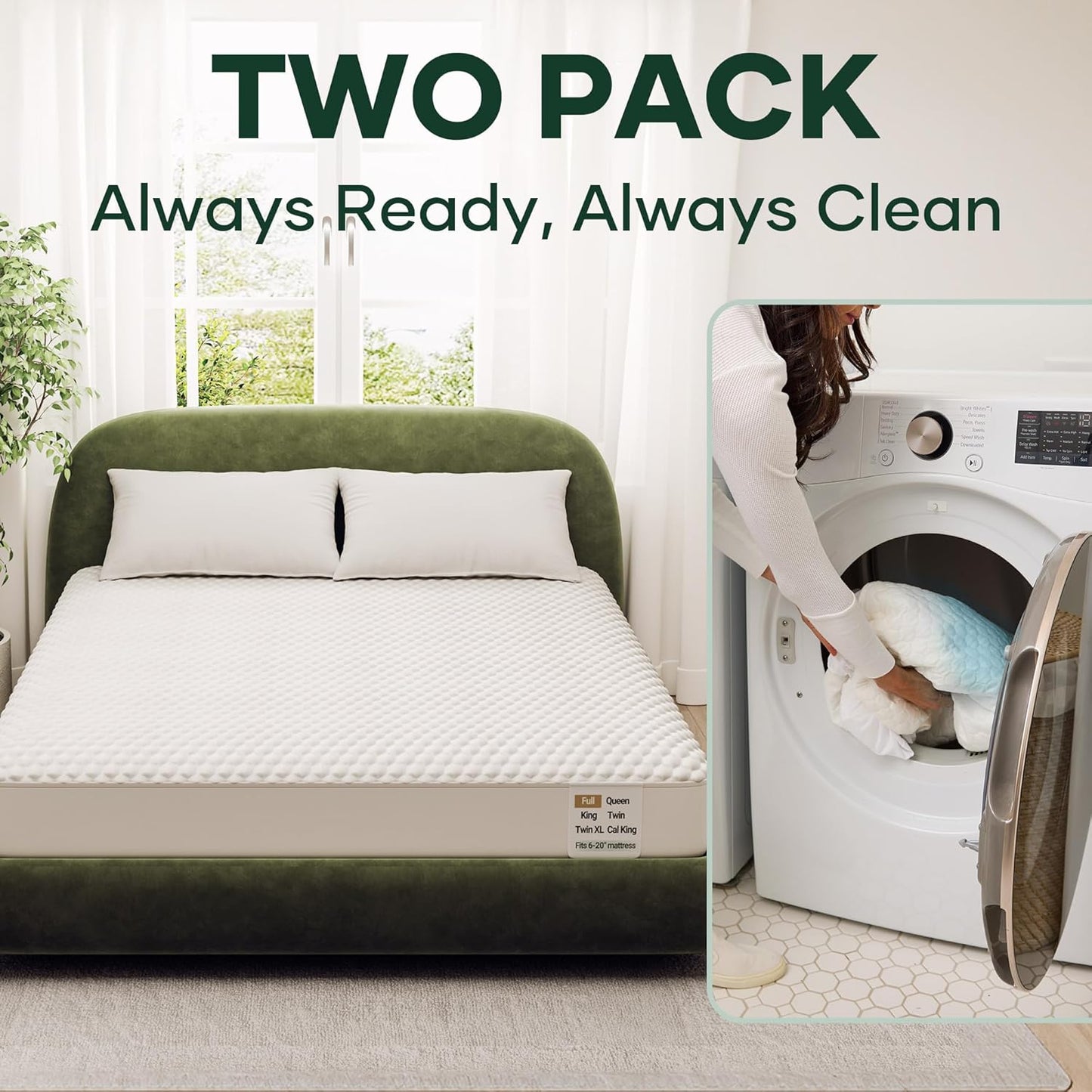 OhGeni 100% Waterproof Twin-2 Pack Mattress Protector, Fitted Sheet with Stretchable Pockets, Deep Sleep Noiseless Soft. Breathable Cooling Hypoallergenic Material, Bed Cover for Mattress