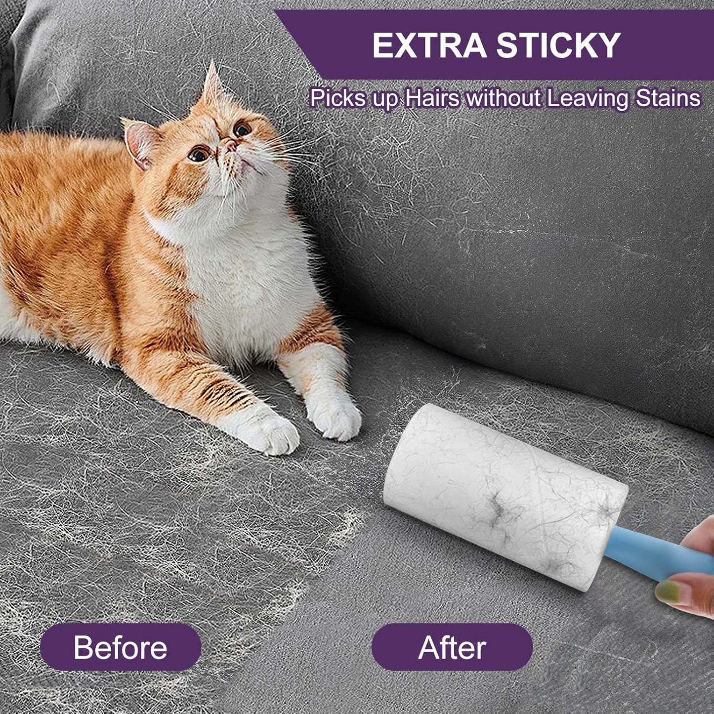 Lint Rollers for Pet Hair Extra Sticky, 660 Sheets Value Set/6 Lint Roller Refills with 3 Durable Handles, Pet Hair Roller for Clothes, Furniture, Carpet