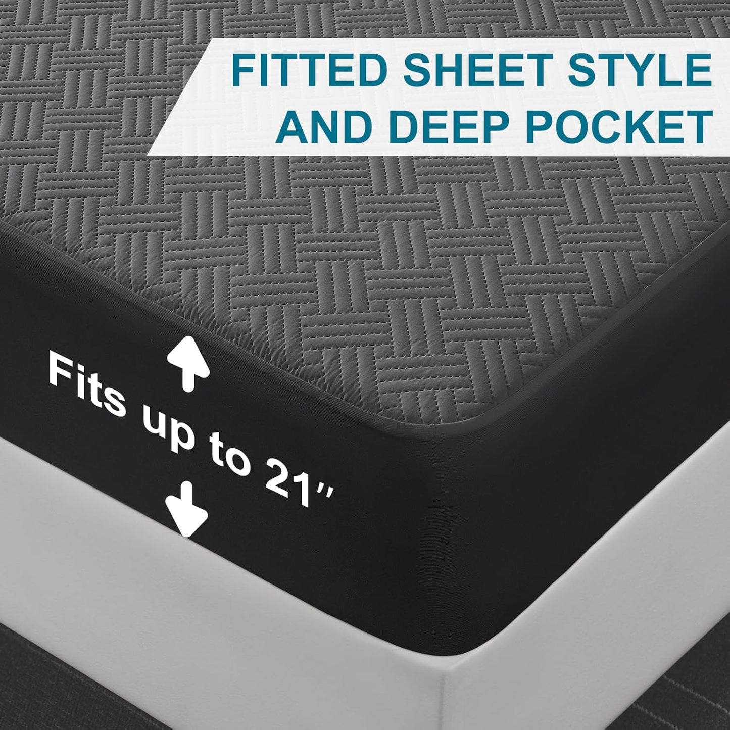 Waterproof Mattress Protector Full Size - Breathable, Noiseless, Ultra-Soft Bed Cover, Mattress Pad Cover with Deep Stretchable Pockets 8"-21" (Gray)