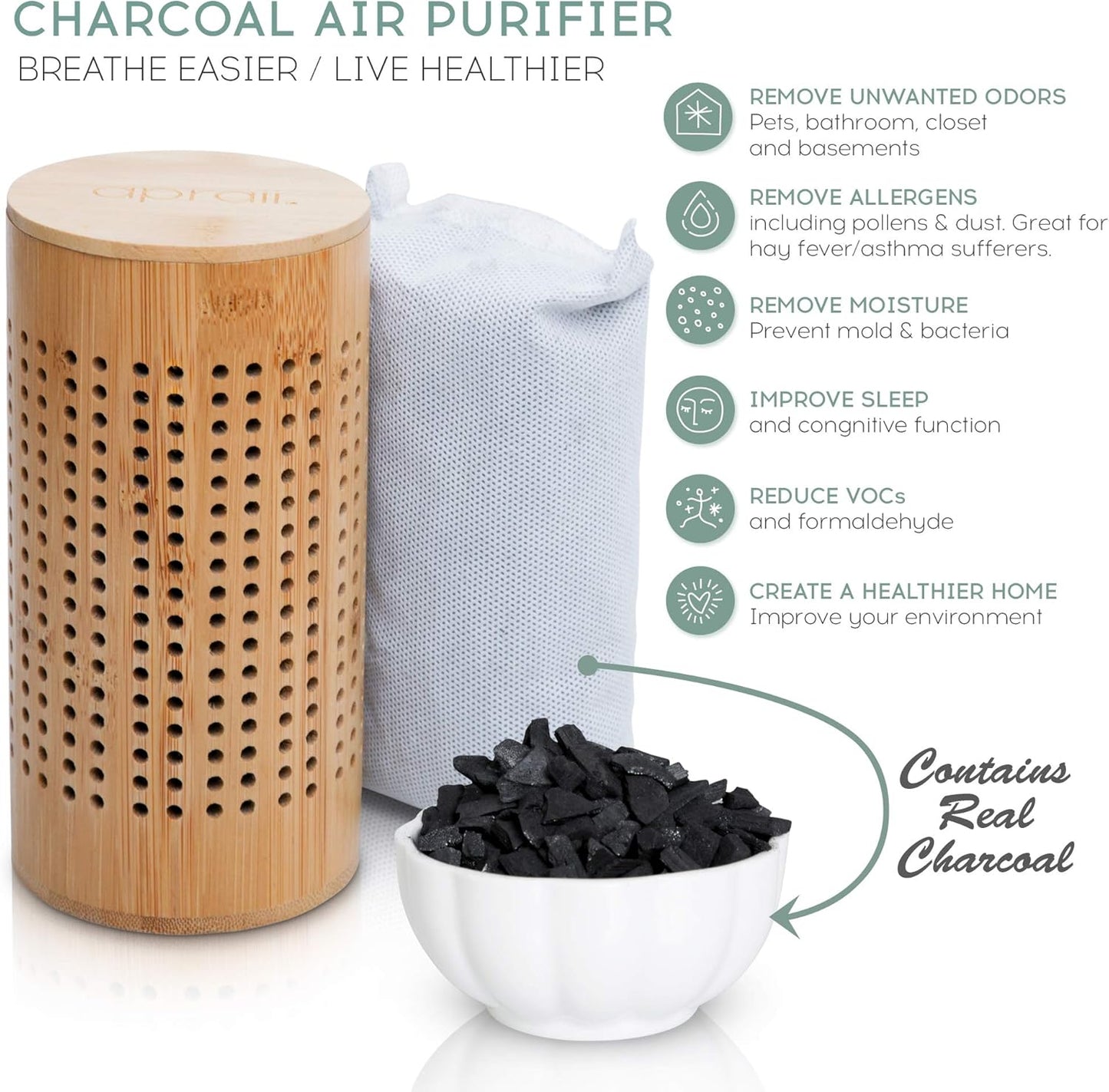 Activated Charcoal Bags - Odor Eliminator for Home - Air Purifying Bags - Bamboo Charcoal - Moisture Absorber - Closest Freshener