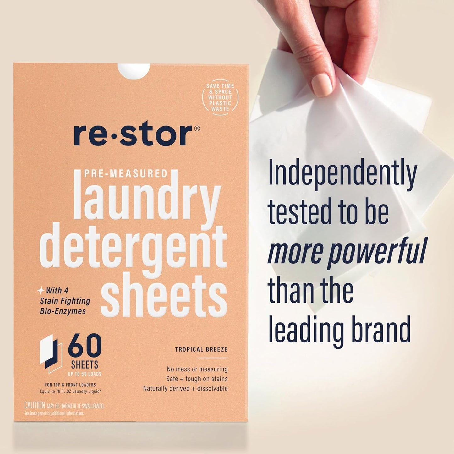 restor Laundry Detergent Sheets Tropical Breeze 180 Loads | Eco Friendly Plastic Free Travel Laundry Washer Sheets | Superior Stain Fighting Washing Detergent sheets Number One in Australia