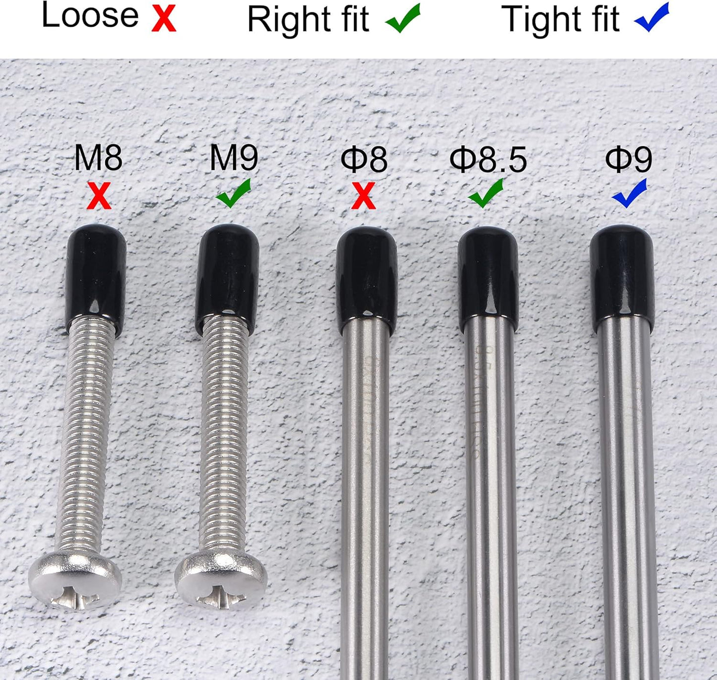 uxcell 20pcs Rubber End Caps 8.5mm ID Vinyl Round Tube Bolt Cap Cover Thread Protectors Black