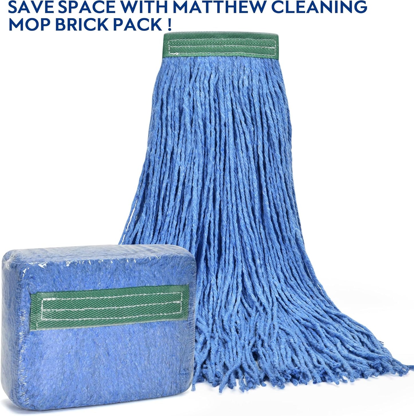 Matthew Cleaning 16oz 12Pack Cotton Floor Mop,Cotton Looped-Open String Heavy Duty String Refills, Universal Headband Blend Material,Mop Head Replacement for Home, Industrial and Commercial Use(Blue)