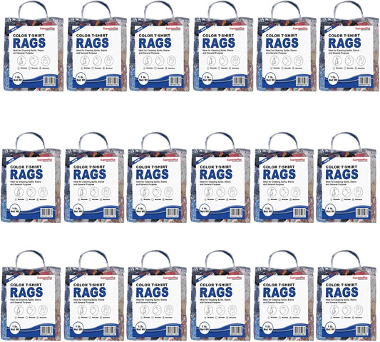 Premium Color Knit Cleaning Rags (1 lb. Bag - Pack of 24) – Shop Rags Bulk for Workshops, Mechanics, Painters, and Home Use, Multipurpose Cotton T-Shirt Rags