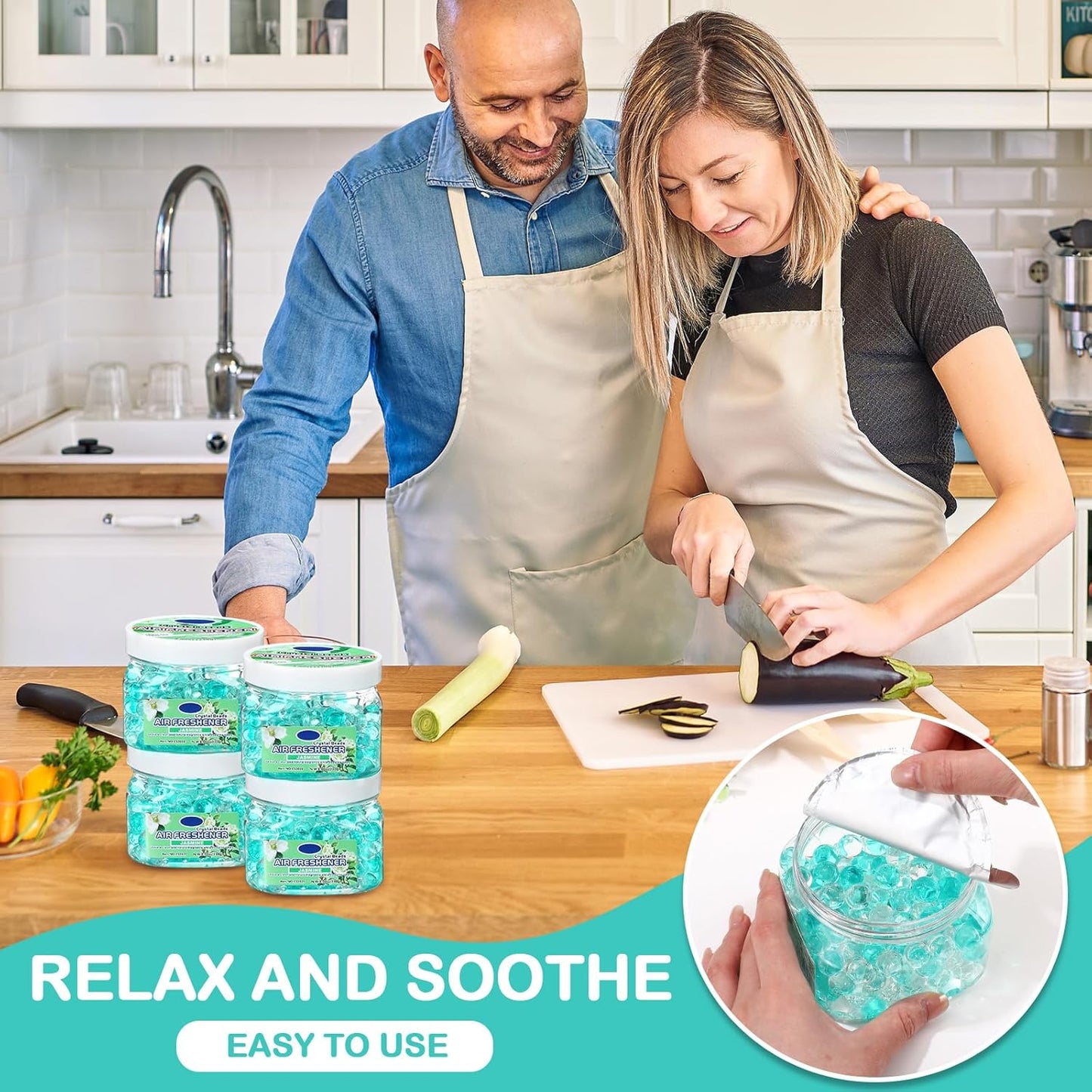 12 Pcs Air Freshener Gel Bulk Odor Eliminator Gel Beads 8 oz Long Lasting Air Freshener Beads Eliminates Odors in Home Bathrooms, Cars, Boats, Rvs and Pet Areas(Jasmine)