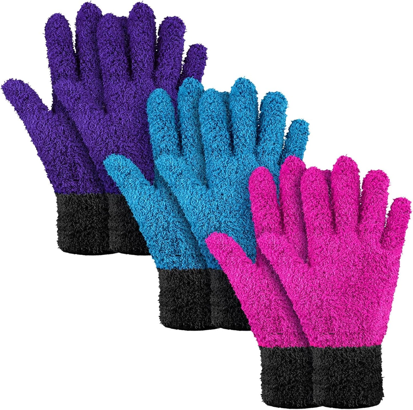 Bencailor 3 Pairs Microfiber Plant Dusting Gloves Leaf Cleaning Gloves for Indoor Plants, Blinds, Furniture, House