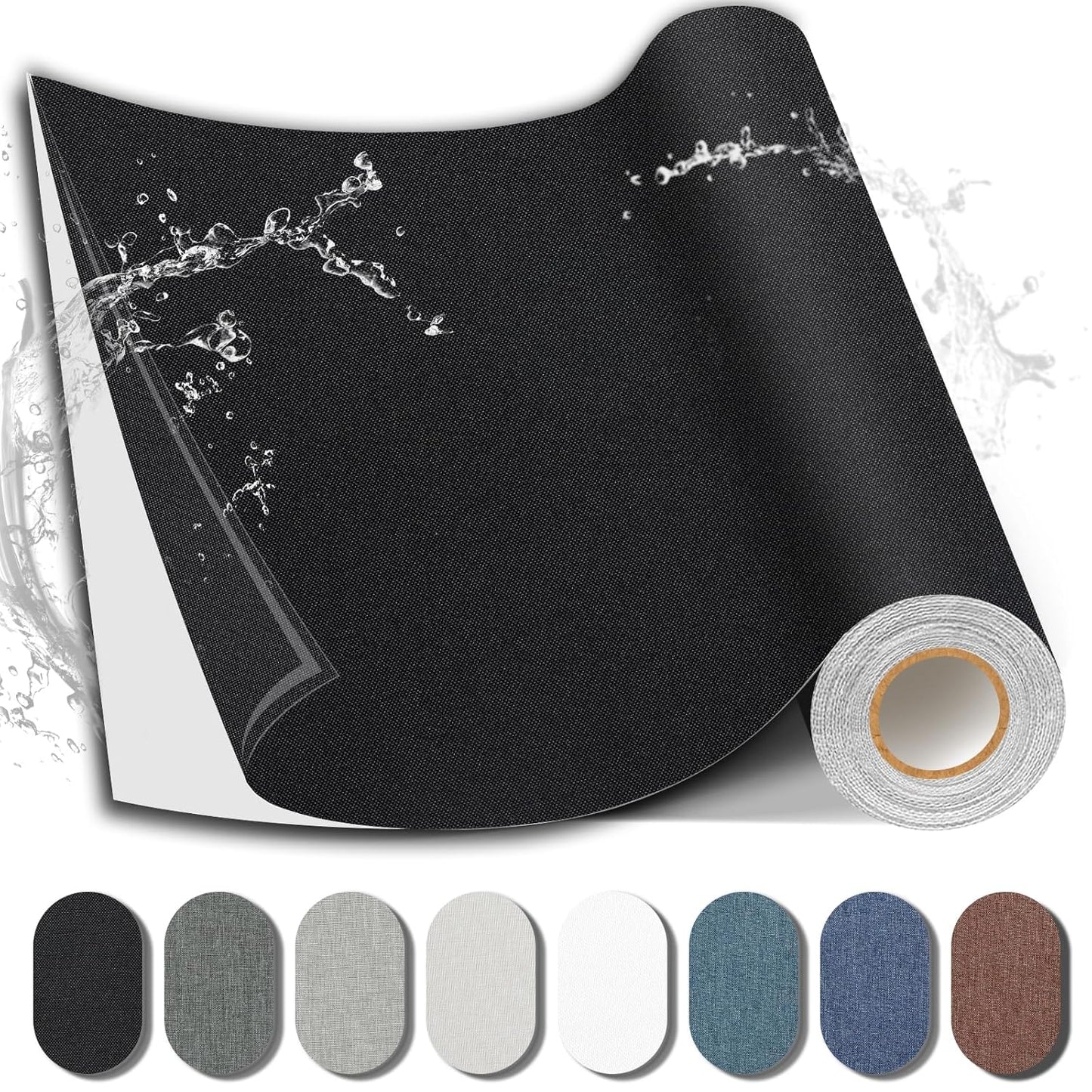 Fabric Repair Patch, 35X79 Inch Fabric Large Repair Tape, Self-Adhesive Patches for Furniture, Sofa, Car Interior, Shoes, Hand Bag, Clothing (Black, 35X79 Inch)