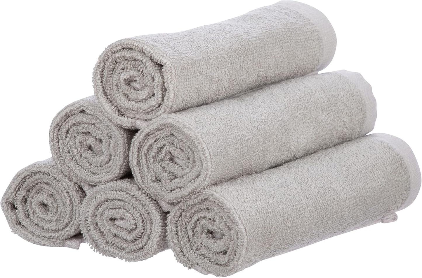 Superio Cotton Terry Washcloths Grey Towels 100% Cotton Cleaning Cloth 16" Rags Wash Clothes for Body and Face, Spa Towels, Multi Purpose (6, 16"x16")