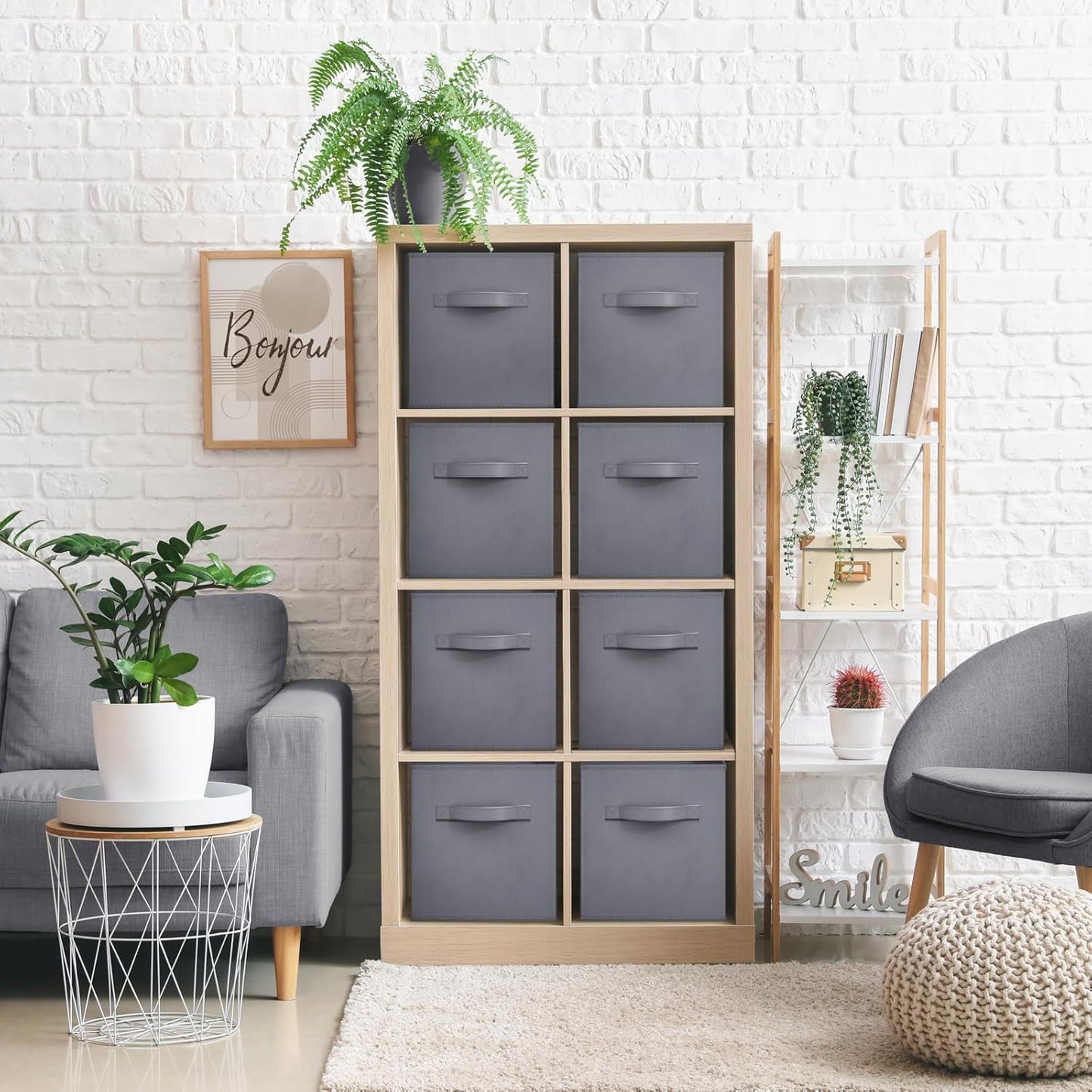 Sorbus 13 Inch Storage Bins - Sturdy Collapsible Fabric Storage Cubes with Handle - 8 Foldable Baskets for Organizing Clothes, Toys, Books - Storage Baskets for Shelves, Closets