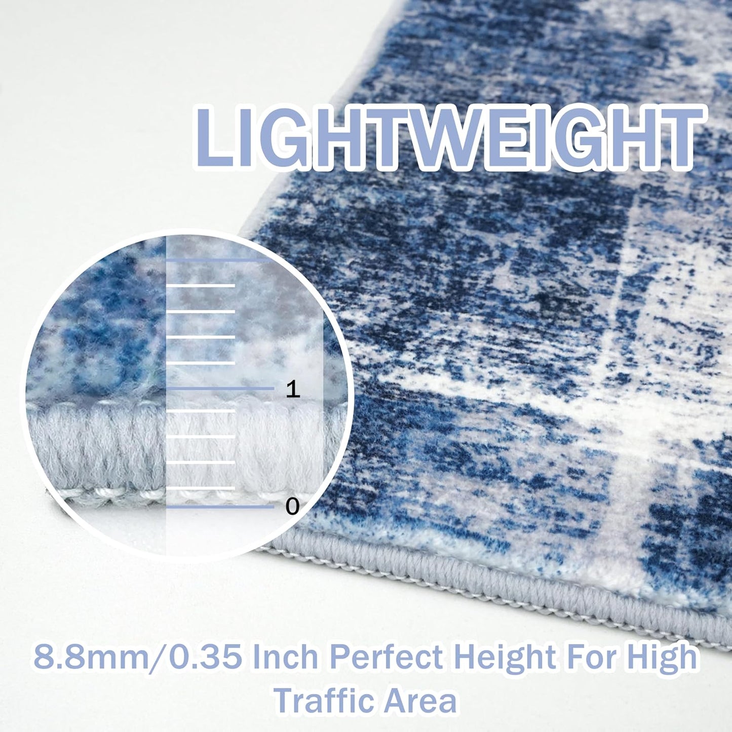 IOHOUZE Round Area Rug 3 Ft Circle Entryway Rugs Round Washable Door Mat Indoor Entrance, Non Slip Circle Front Door Rug, Printed Abstract Faux Wool Floor Carpet for Foyer Porch Sink, Navy/Grey