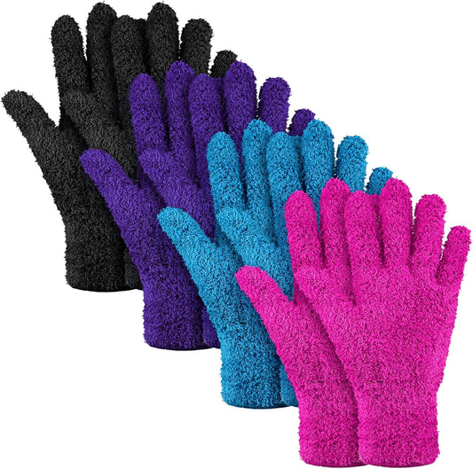 Bencailor 4 Pairs Microfiber Dusting Gloves Washable Reusable Cleaning Gloves Mittens for Plants House Cleaning Car Blinds