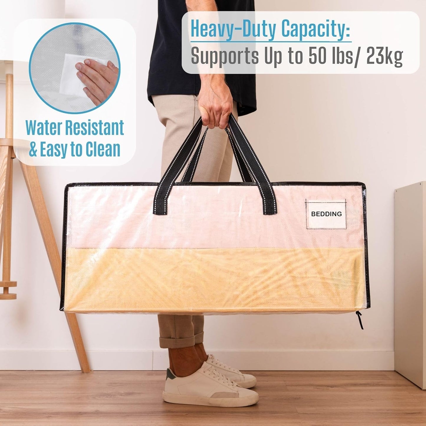 VENO 10 Pack Moving Bags Extra Large Storage Bags for College Move-In, Heavy-Duty Storage Totes, Packing Boxes, and Wardrobe Moving Supplies - Durable Laundry Bags for Clothes (Clear, 10 Pack)