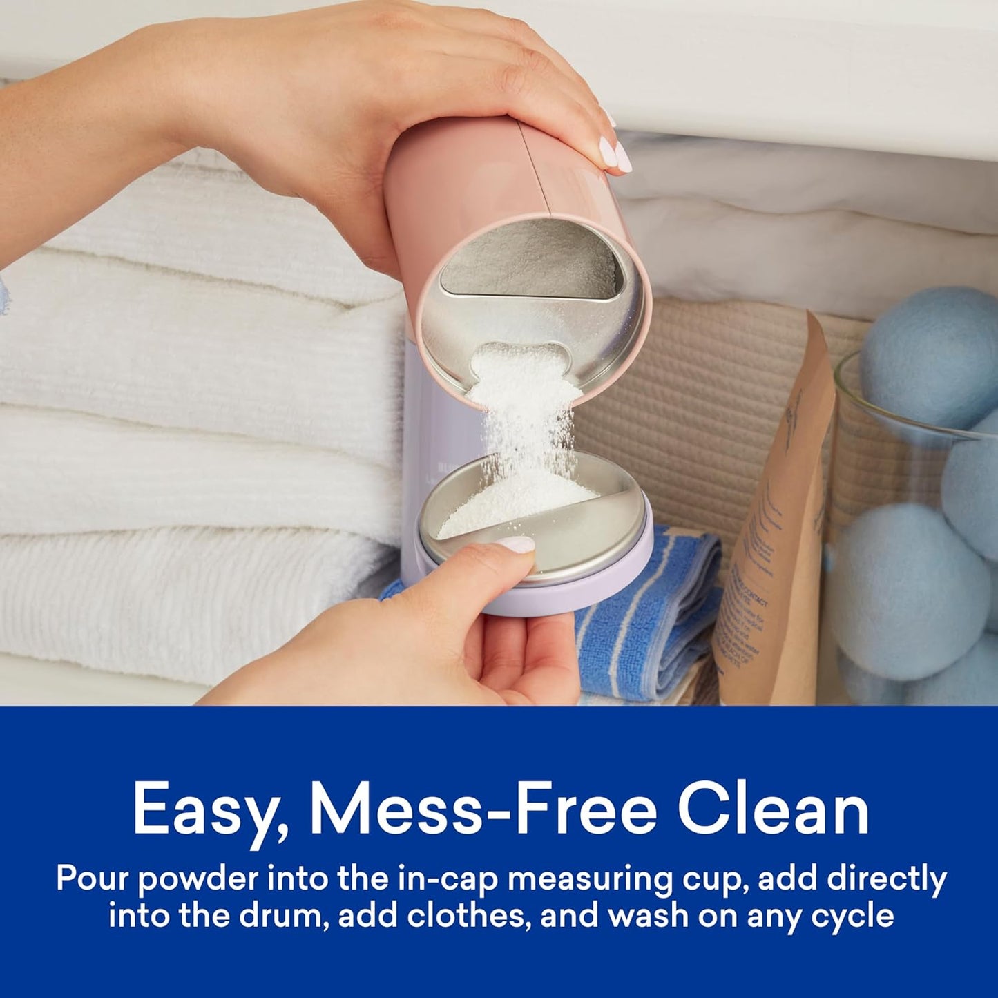 BLUELAND Oxi Laundry Booster Powder with Tin, Starter Set, Clear Skies Scent, 25 Loads, 17.6 oz, Plastic-Free, Eco Friendly, Oxy Cleaner, Stain Remover