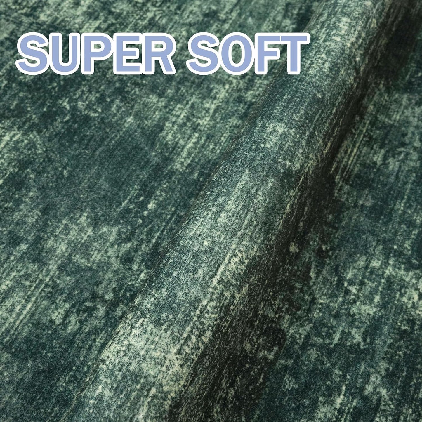 IOHOUZE Abstract Runner Rug 3x16 Ft Washable Runners for Hallways, Non Slip Kitchen Runner Printed Faux Wool Entryway Runner Indoor, Modern Abstract Floor Carpet for Hall Stair, Dark Green