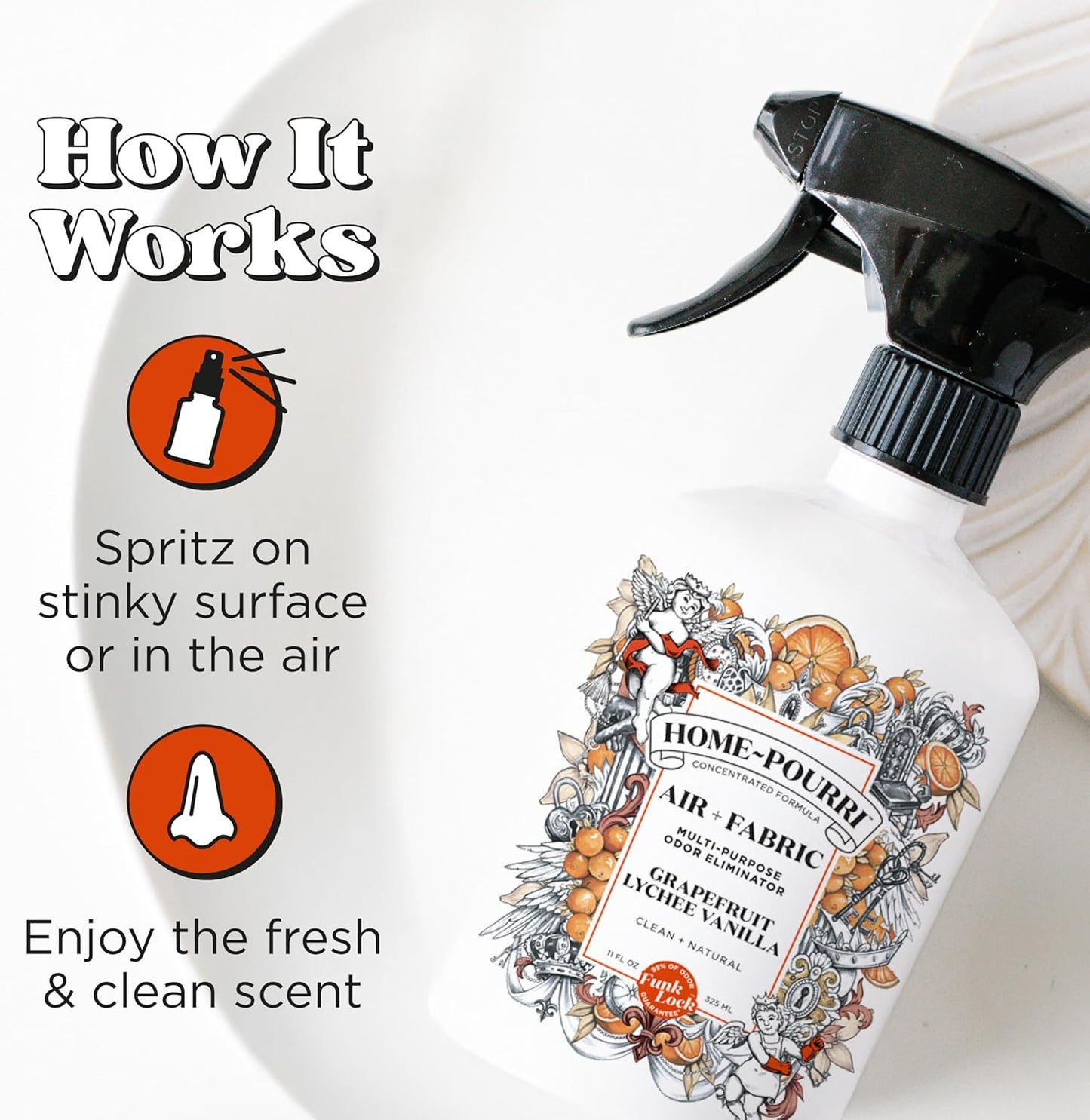 Home-Pourri Air + Fabric Multi-Purpose Odor Freshener Spray, Grapefruit Lychee Vanilla, 11 Fl Oz - Vanilla and Grapfruit Lychee