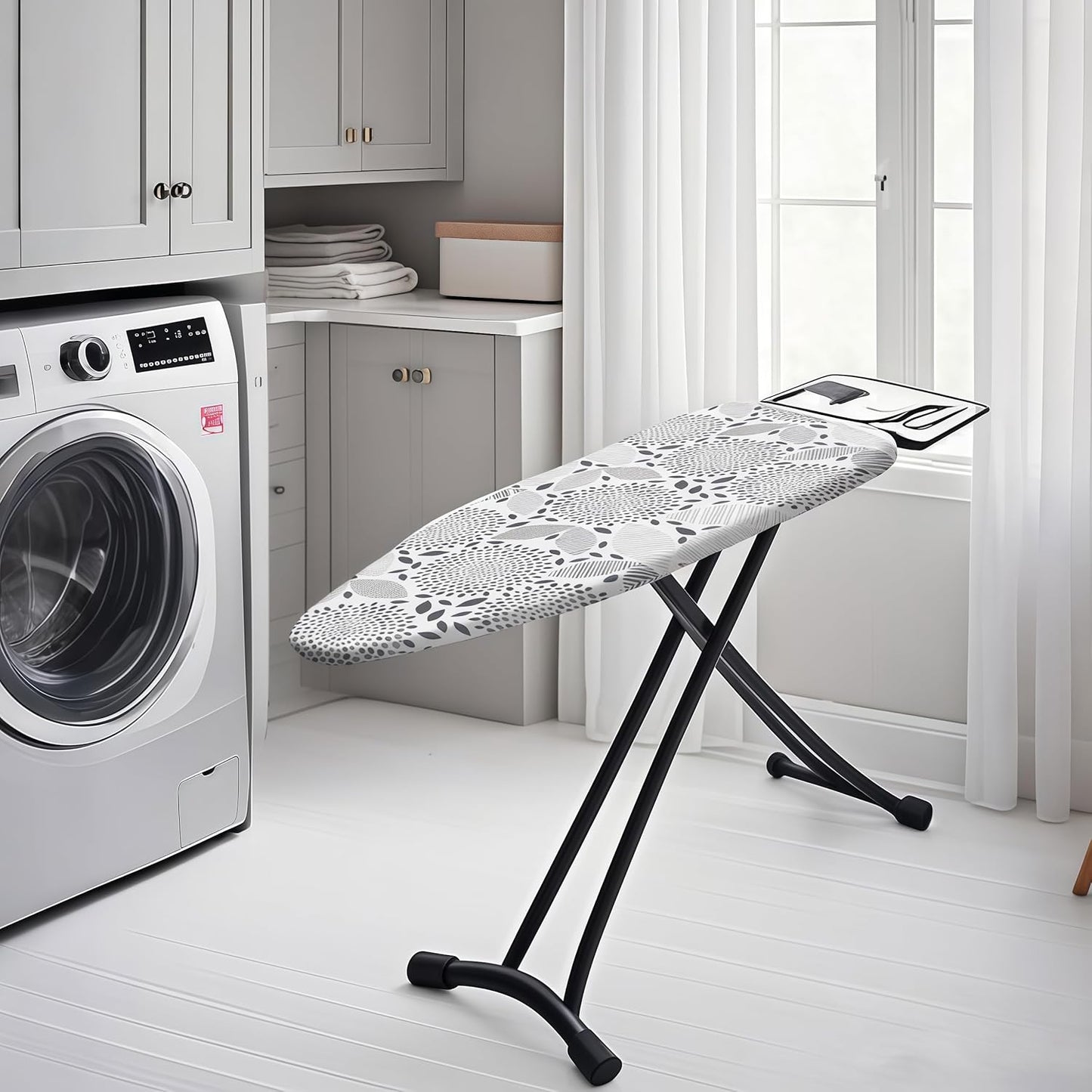 Ironing Board Cover with Two 5MM Thick Feltpads,12"x36"Heat Resistant Replacement Ironing Board Cover and Pad,Fits Standard Ironing Boards,Durability and Easy to Install