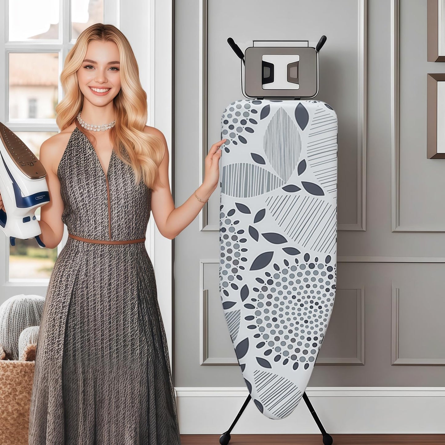 Ironing Board Cover with Two 5MM Thick Feltpads,15"x48"Heat Resistant Replacement Ironing Board Cover and Pad,Fits Standard Ironing Boards,Durability and Easy to Install