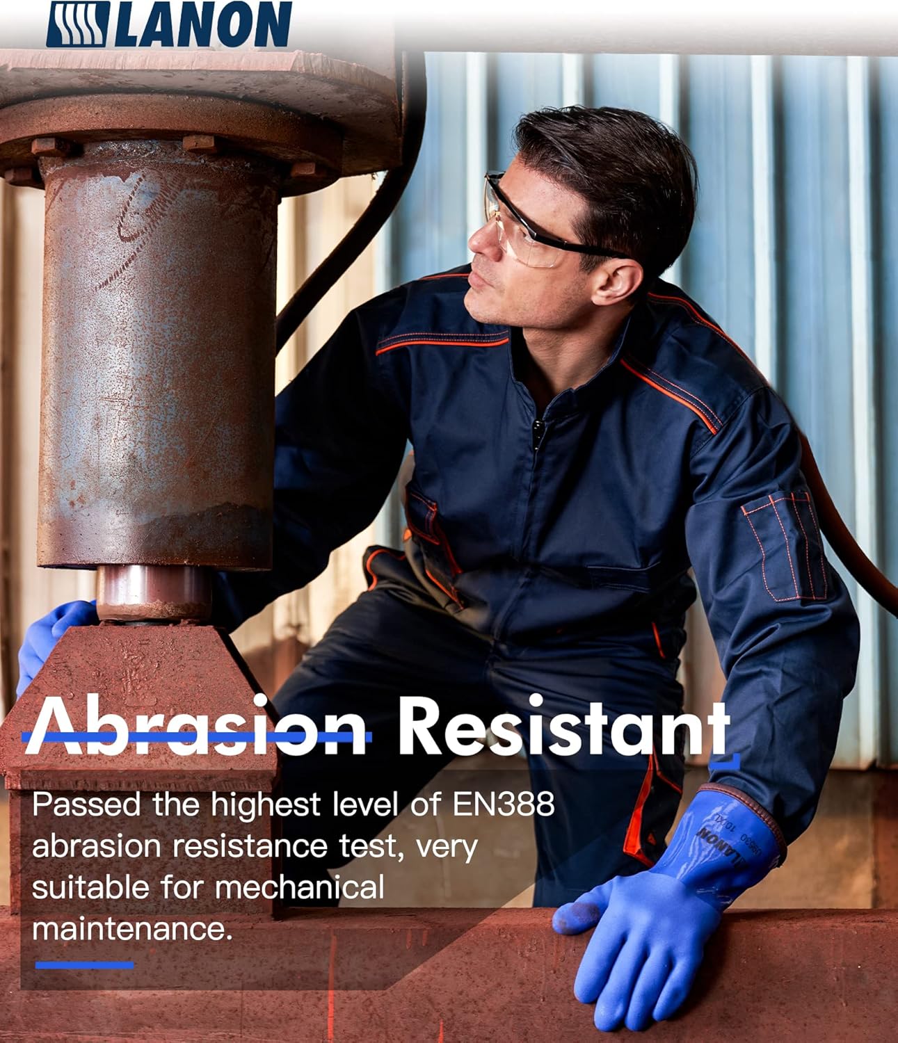 LANON PVC Coated Cold Proof Heavy Duty Gloves, Waterproof Warm Work Gloves for Freezer Work, Chemical & Oil Resistant, Non-Slip, XL (Pack of 2)