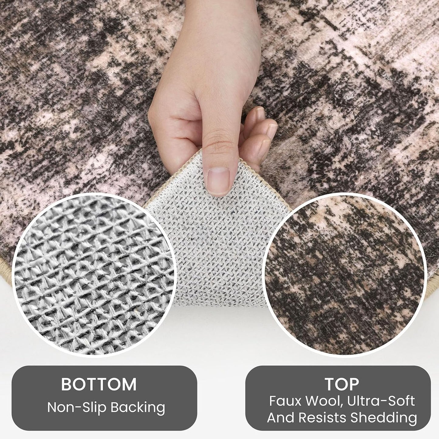 IOHOUZE Small Abstract Area Rug 2x3 Ft Entryway Rugs Washable Door Mat Indoor Entrance, Rubber Backed Throw Rugs, Printed Faux Wool Non Slip Floor Carpet for Foyer Front Door Sink, Brown/Rust