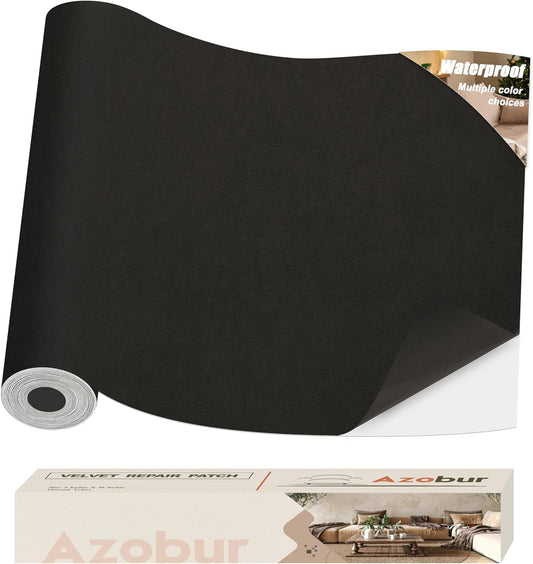 Azobur Couch Patches, Extra-Large Durable Fabric Tape, Ideal for Automotive Upholstery Repair, Waterproof, Self-Adhesive, Quickly Fix Sofas, Car Interiors, and Other Fabric Items (Black)