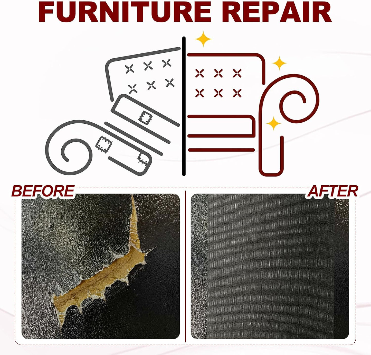 PATIKIL Leather Patches Tape for Furniture, 3.2 x 61 Inch Self Adhesive Vinyl Leather Repair Kit Cover Sheet for Couch, Sofa, Car Seats, Office Chair, Emerald Green