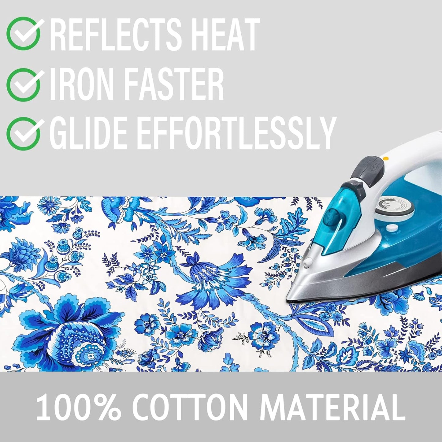 Ironing Board Cover and Pad 15x54 Inch Standard Ironing Board Cover with Elastic Edge and Hook and Loop Fasteners Scorch and Stain Resistant Cotton Ironing Covers with Thick Padding