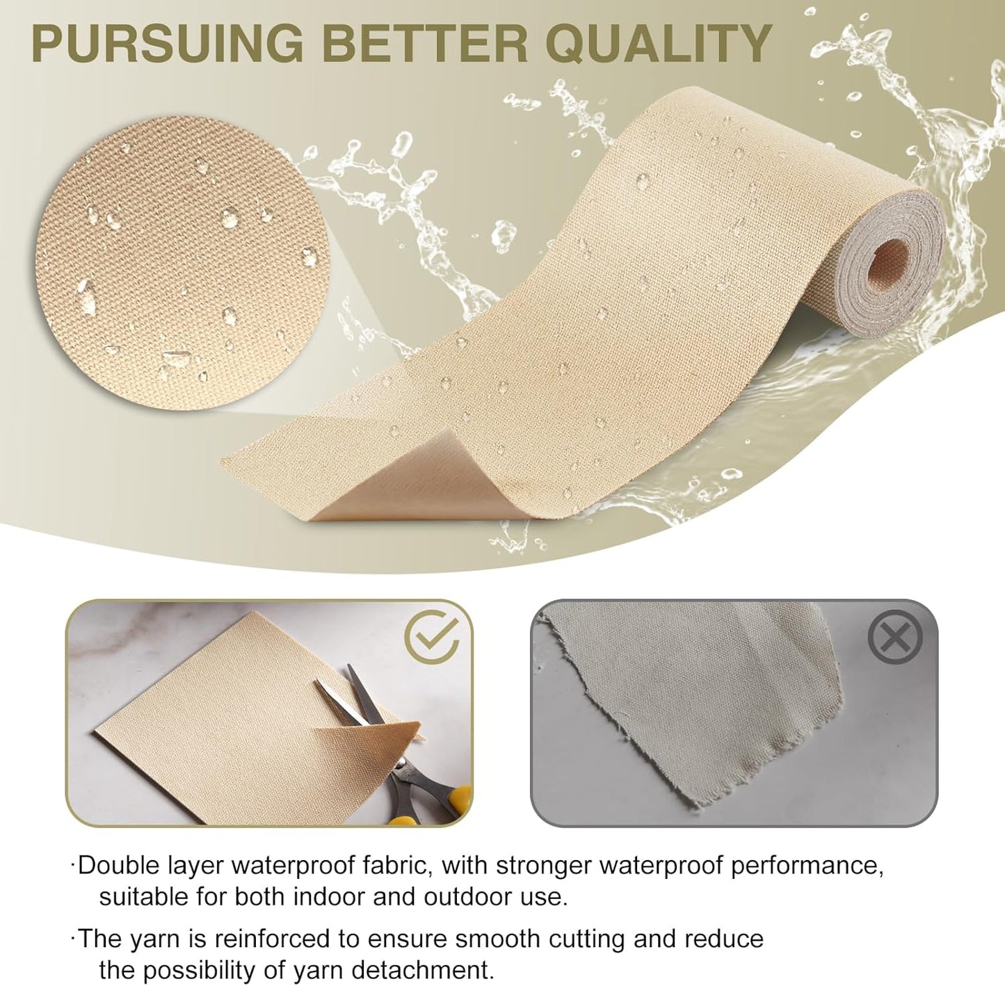 Canvas Repair Tape 4×70 Inch Waterproof Self-Adhesive Fabric Repair Patch for Repairing Boat Covers,Tents,Patio Umbrellas,Car Seats,Luggage,Sofas.(Light Beige)