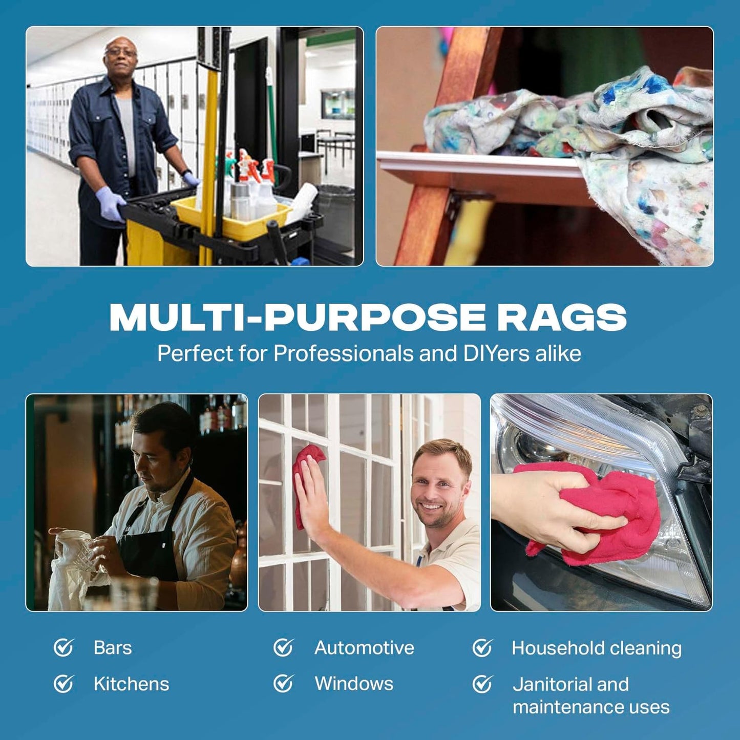 Angel-in-Armor Red Shop Towels (14”x14”) – 500 Unit Box of Lint-Free Cotton Shop Towel Cleaning Rags – Durable Shop Rags for Auto, Garage, Industrial, and Commercial Use