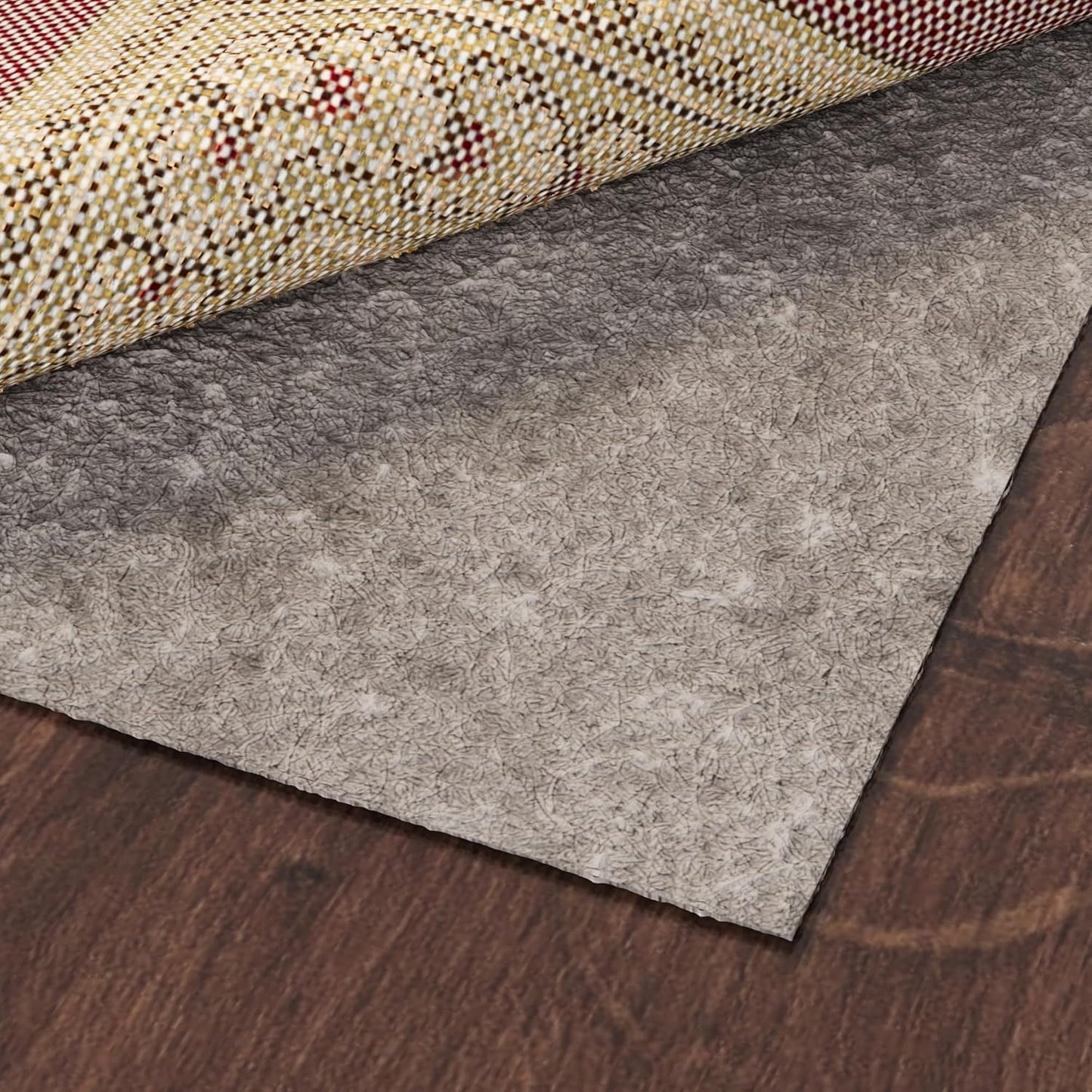 Ottomanson 3' x 4' Non-Slip Rug Pad Gripper 1/4 Inch Thick Dual Surface Felt + Rubber Gripper - Safe for All Floors, Brown