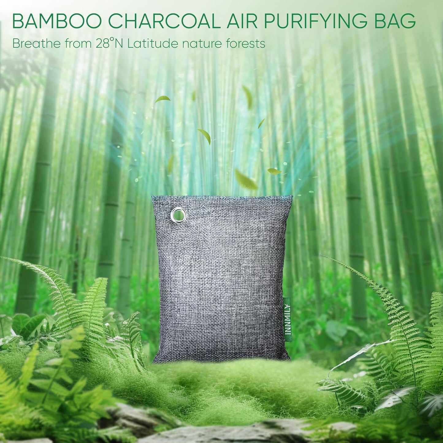 Activated Charcoal Odor Absorber,Large 4x200g w Hooks Nature Odor Eliminator for Strong Odor,Bamboo Charcoal Air Purifying Bags,Moisture Absorbers for Fresh Home Car Closet Pet,Smoke Smell Deodorizer
