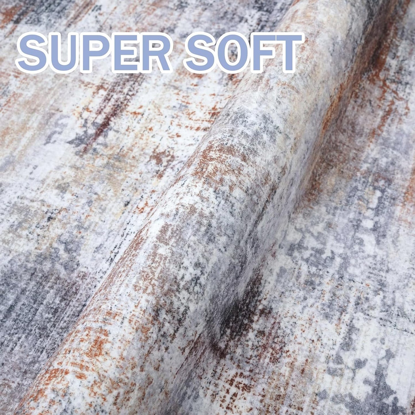 IOHOUZE Round Area Rug 3 Ft Circle Entryway Rugs Round Washable Door Mat Indoor Entrance, Non Slip Circle Front Door Rug, Printed Abstract Faux Wool Floor Carpet for Foyer Porch Sink, Orange Grey