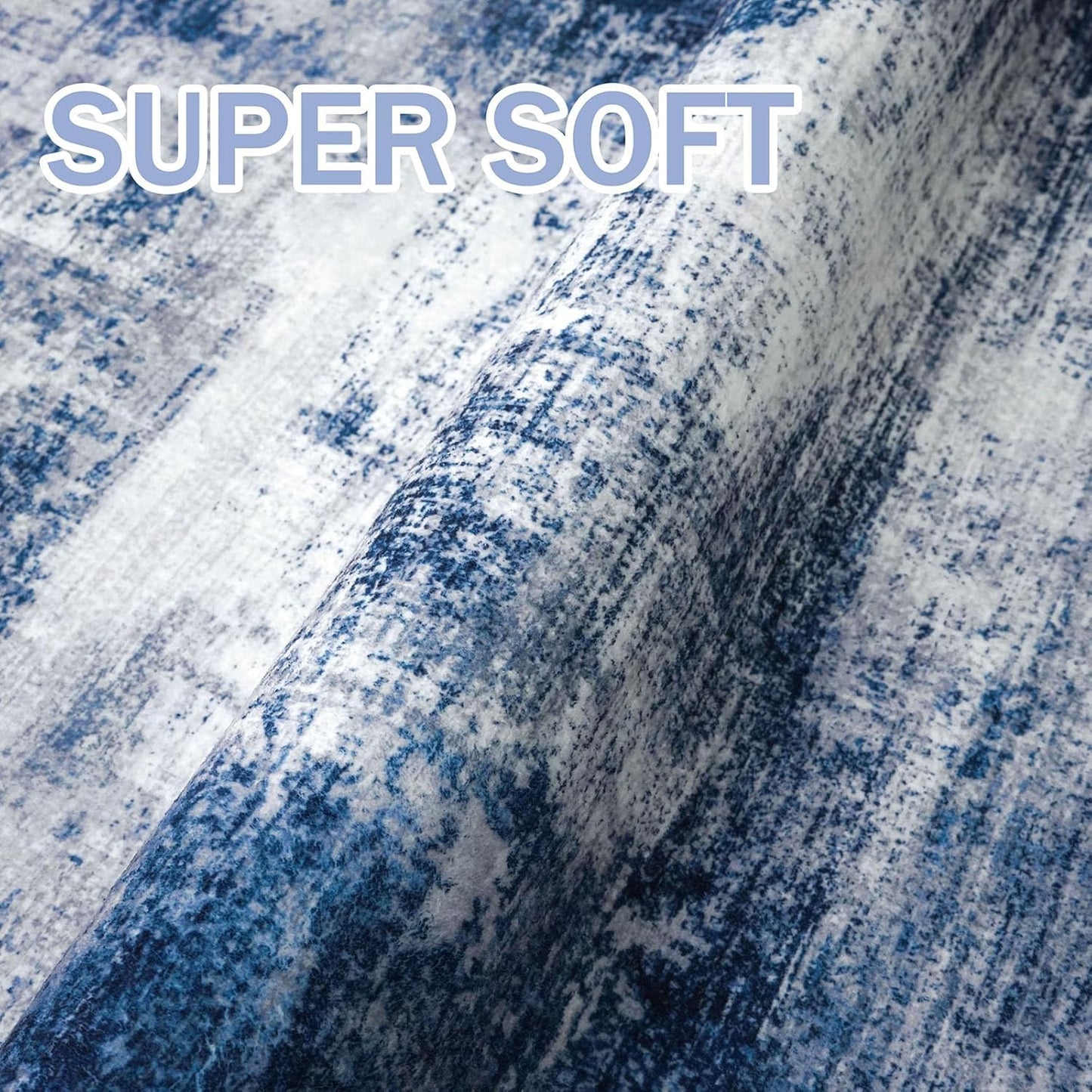 IOHOUZE Round Area Rug 3 Ft Circle Entryway Rugs Round Washable Door Mat Indoor Entrance, Non Slip Circle Front Door Rug, Printed Abstract Faux Wool Floor Carpet for Foyer Porch Sink, Navy/Grey