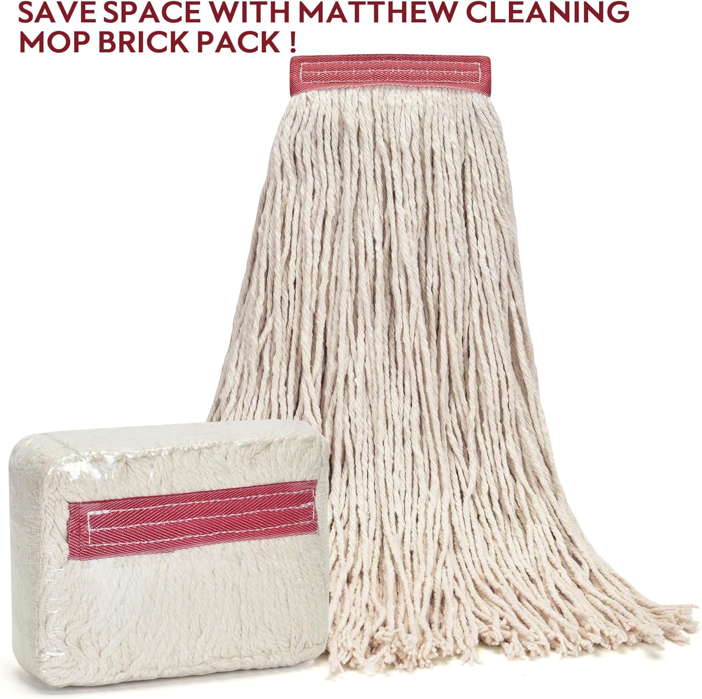 Matthew Cleaning 24oz 12Pack Cotton Mop Head Replacement,Looped-Open String Heavy Duty String Mop Refills,Universal Headband Blend,Floor Cleaning for Home, Industrial and Commercial Use(White)