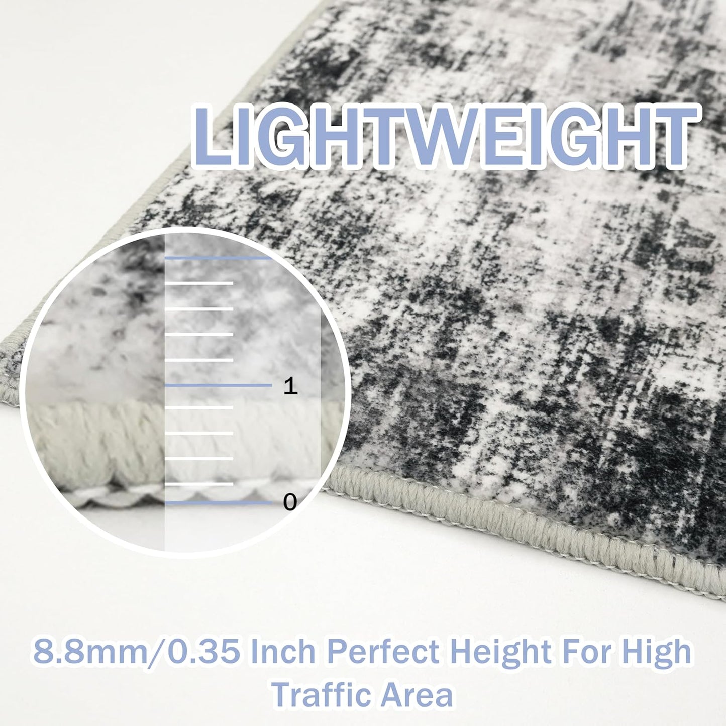 IOHOUZE Small Abstract Area Rug 2x3 Ft Entryway Rugs Washable Door Mat Indoor Entrance, Rubber Backed Throw Rugs, Printed Faux Wool Non Slip Floor Carpet for Foyer Front Door Sink, Black Grey